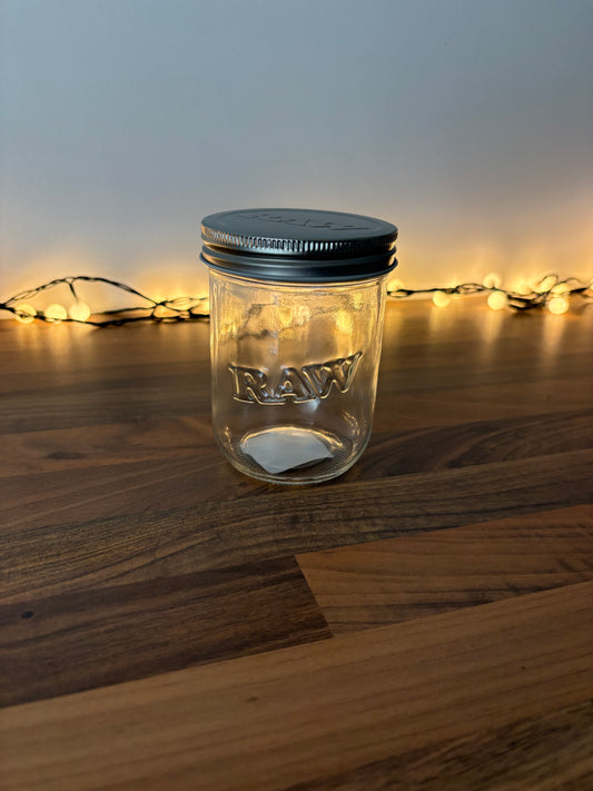 RAW mason jar with tin lid