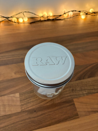 RAW mason jar with tin lid