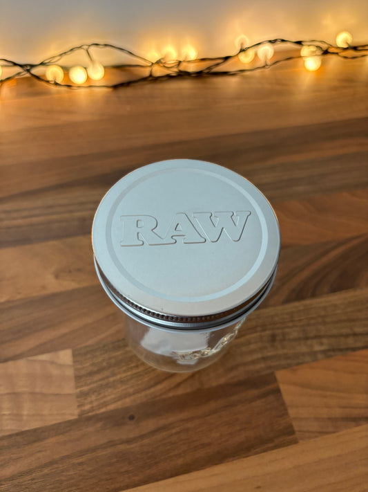 RAW mason jar with tin lid