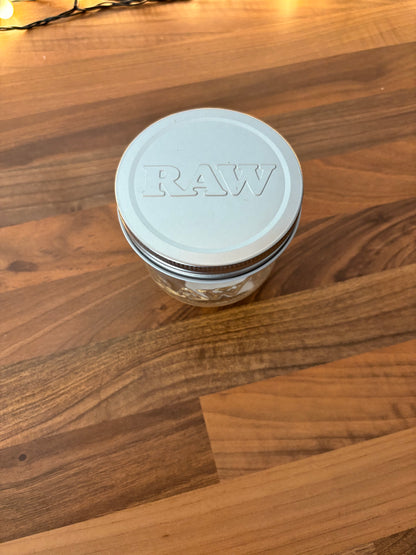 RAW mason jar with tin lid
